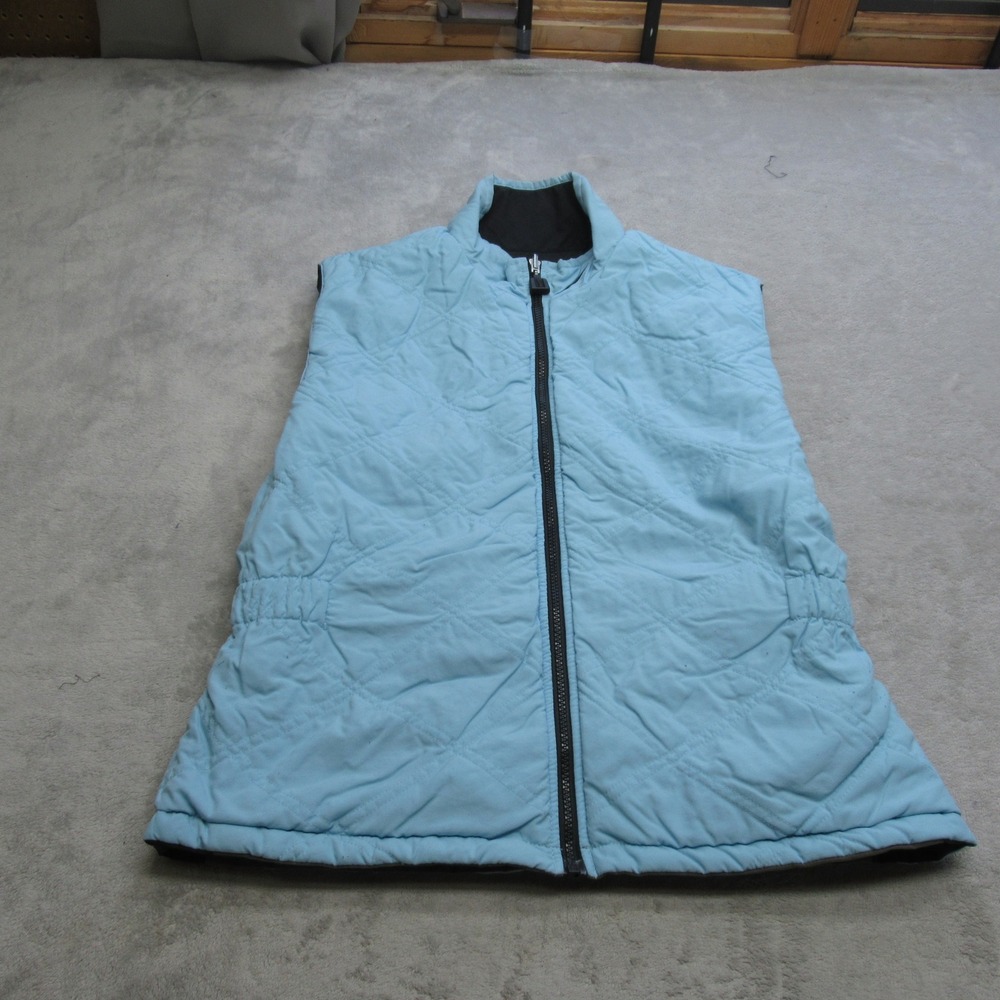 Nike Vest Youth Medium Blue Insulated Quilted Puffer Full Zip Reversible VTG‎